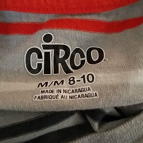 Circo Boys Gray Striped Short Sleeve T-Shirt Size Medium Cotton Casual Tee - Picture 3 of 3